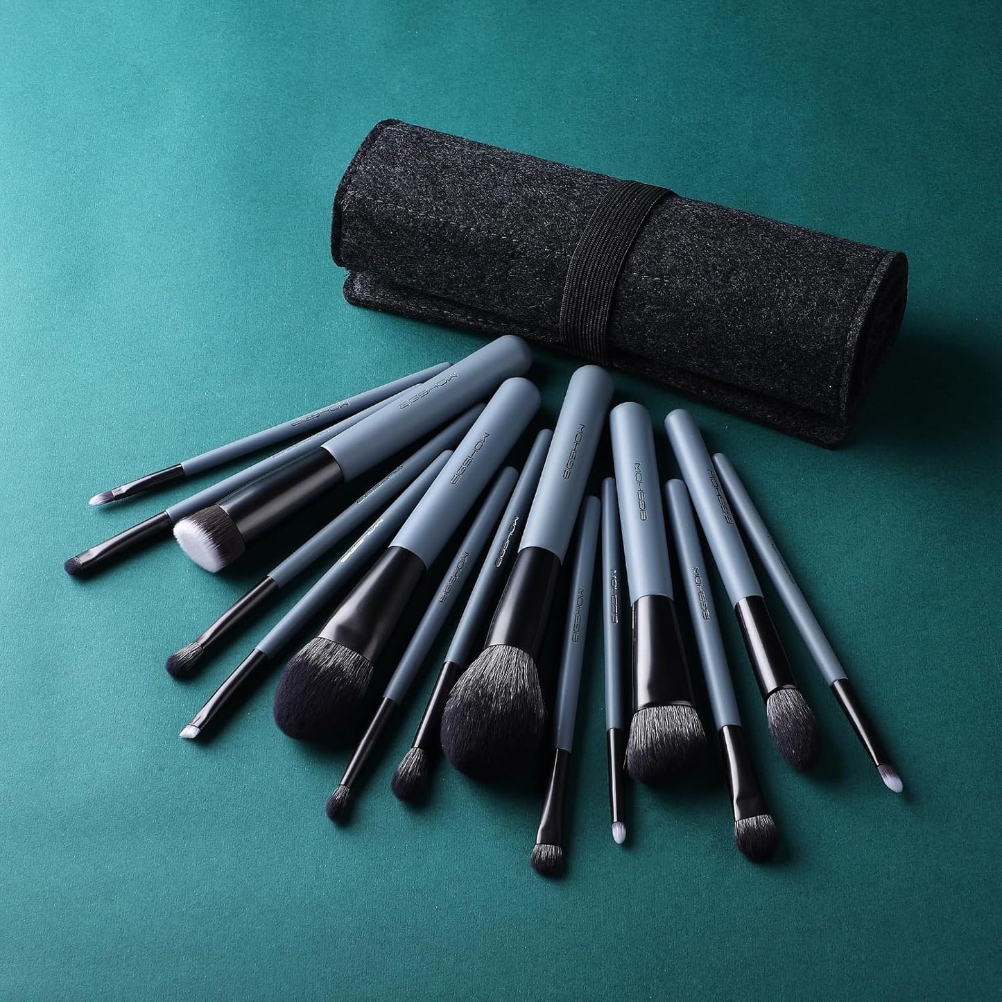 Makeup Brush Set, Professional Makeup Brushes Foundation Powder Concealers Eye Shadows 15 Piece for Eye Face Liquid Cream Cosmetics Kit (GREY)