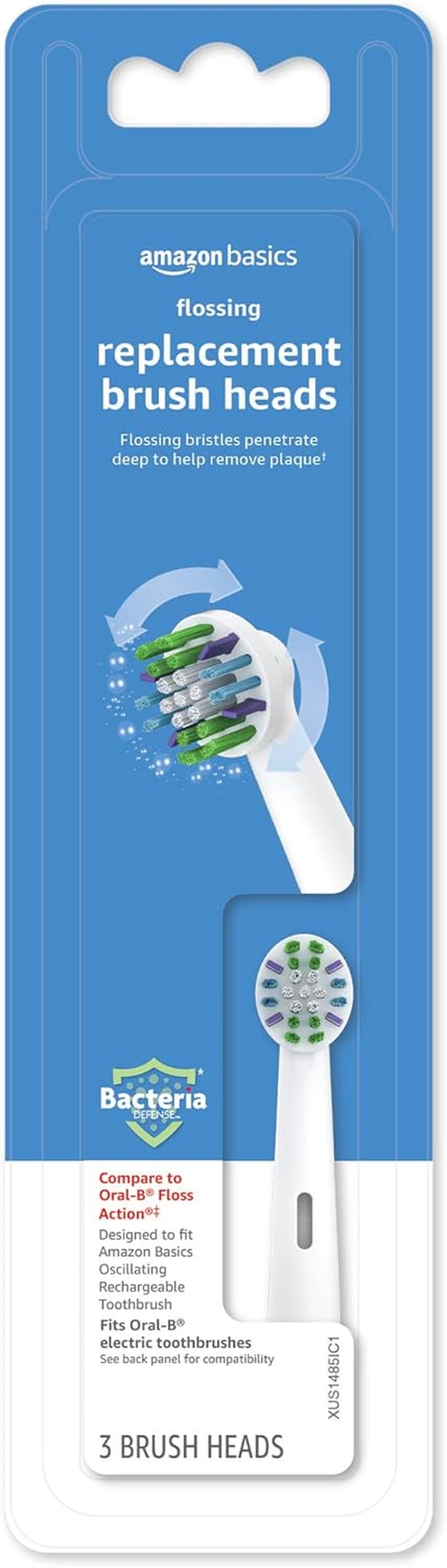 Flossing Replacement Brush Heads, 3 Count, White (Fits Most Oral-B Electric Toothbrushes) (Previously Solimo)