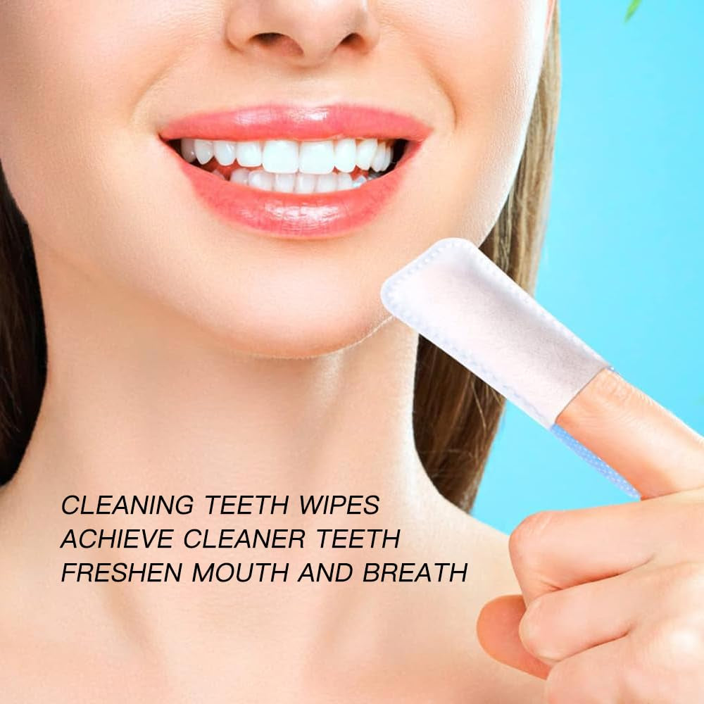 Mint-Flavored Oral Finger Wipes Teeth Whitening Wipes Oral Cleaning Wipe (100 Pcs)