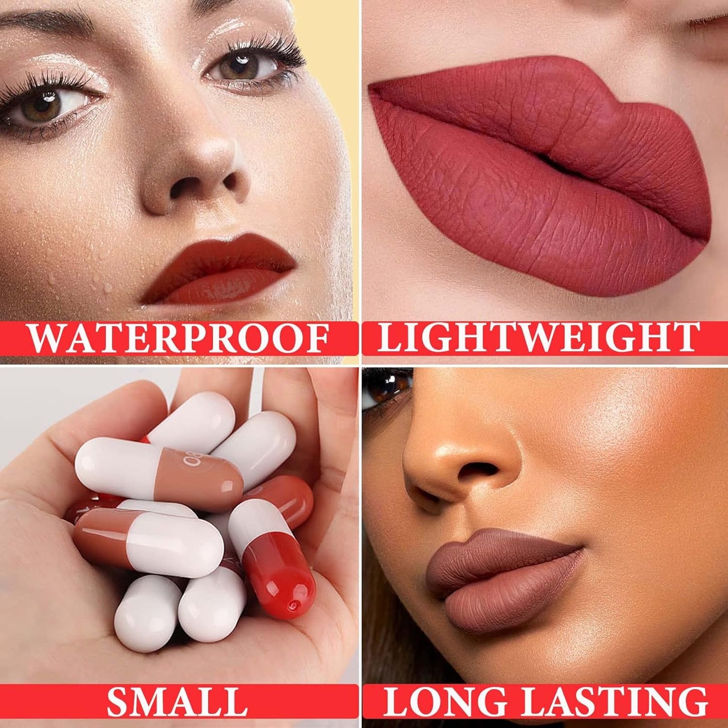 18 Pcs Capsule Pills Lipstick,Mini Matte Makeup Lipstick Set Long Lasting Waterproof Cute Lip Stick Capsules Matte Lipstick Lip Stain Set Velvet Mini Pill Shaped Lipstick Set