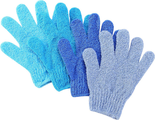 Slick- Exfoliating Gloves, 4 Pcs, Skin Exfoliator for Body, Shower Gloves, Scrub Gloves Exfoliating, Exfoliating Body Scrub Gloves, Loofah Glove, Exfoliation Mitt, Bath Gloves