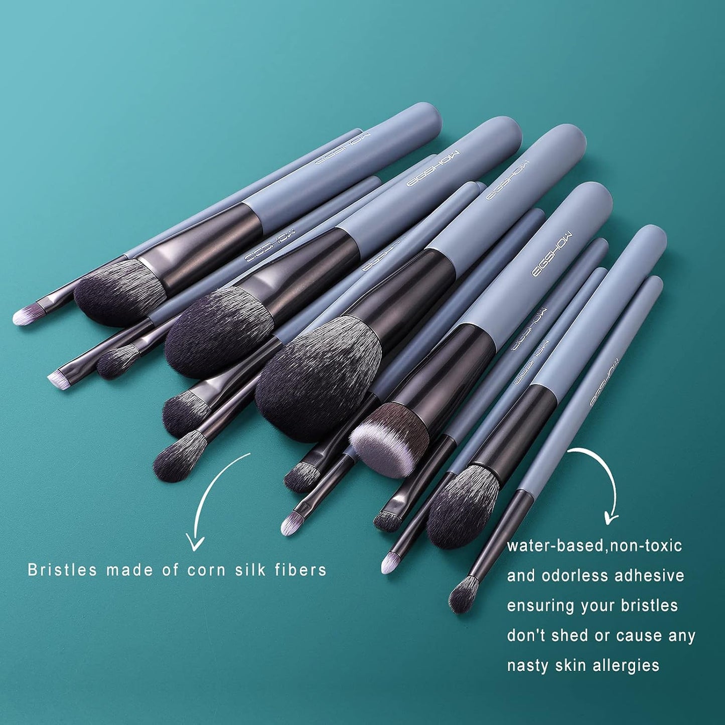 Makeup Brush Set,  Professional Makeup Brushes Foundation Powder Concealers Eye Shadows 15 Piece for Eye Face Liquid Cream Cosmetics Kit (GREY)